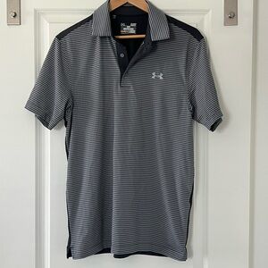 Under Armour Men's Striped Polo Shirt - Grey and White